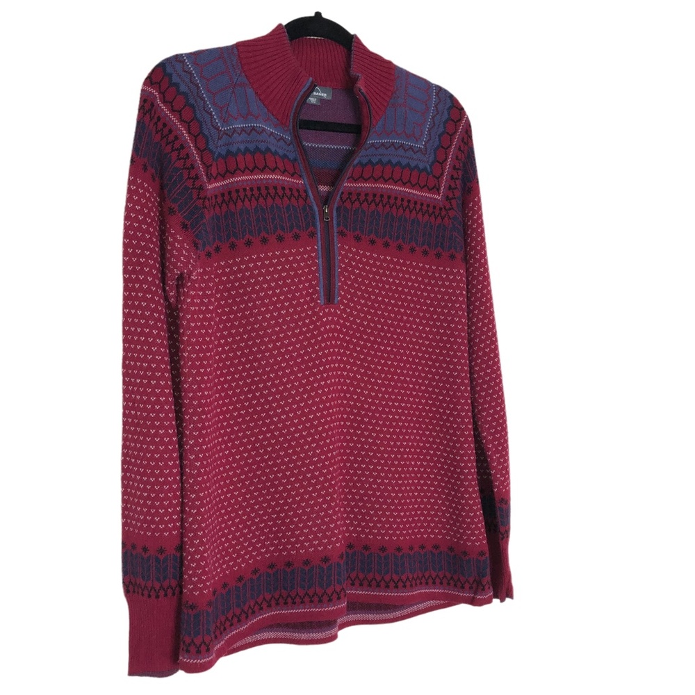 Eddie Bauer Quarter Zip Fair Isle Pullover Sweater Sz Medium